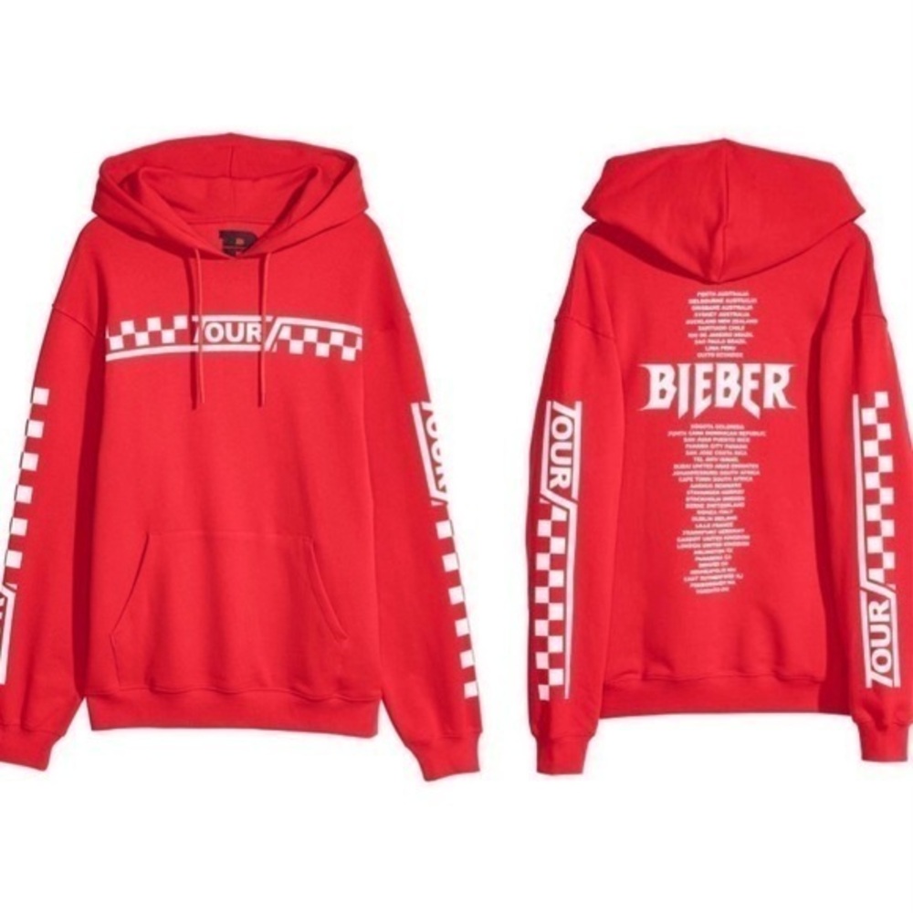Justin Bieber Concert Tour Red Hooded Jacket